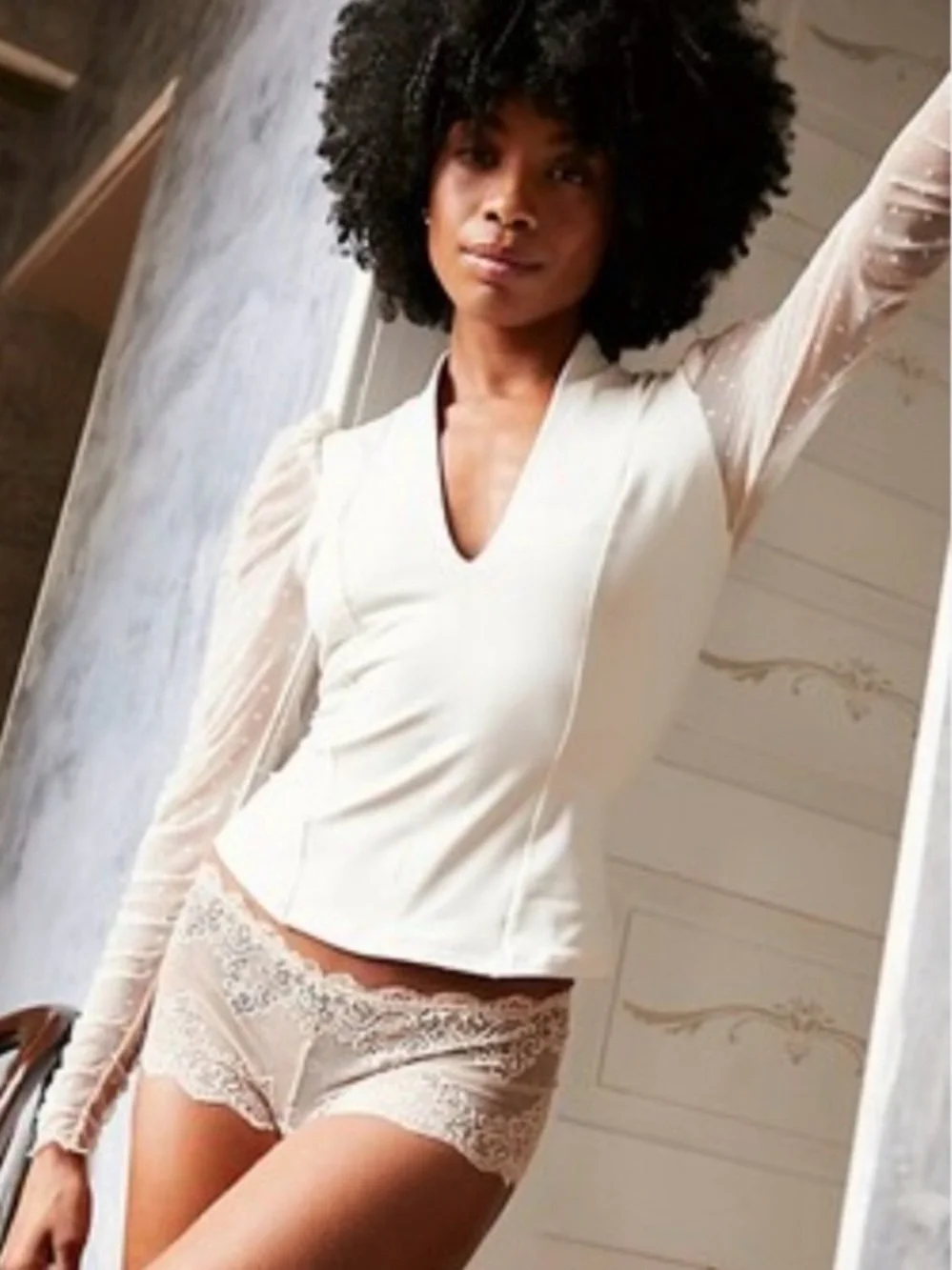 Free People Intimately Women’s Vibing You Long Sleeve Top, Size Large
